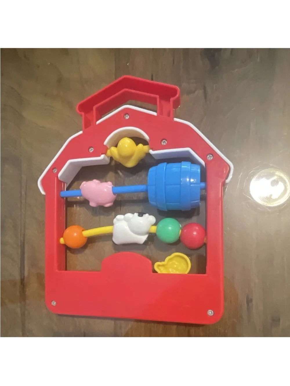 Fisher-Price Red Barn Bead Maze Baby Activity Toy Sliding Animal Vintage 1991